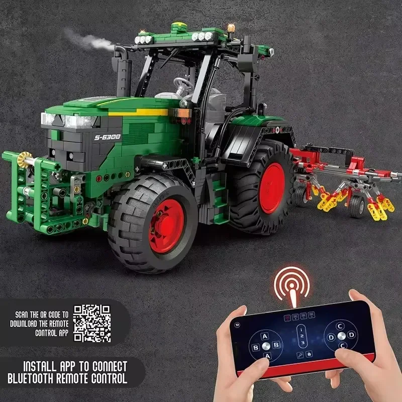 Serie tecnica blocchi di costruzione per trattori agricoli APP ad alta tecnologia telecomando ingegneria modello di auto mattoni giocattoli per bambini