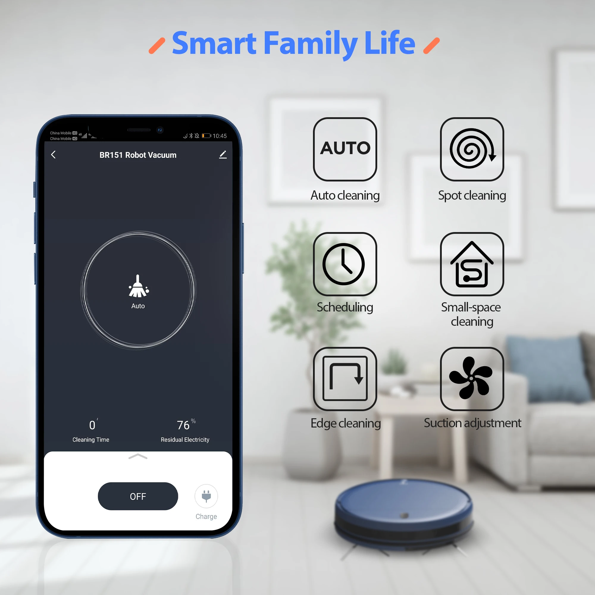 GOOVI BR151 Robot Stofzuiger 6000Pa Sterke Zuigkracht 2500mAh Batterij 3in1 Dweilen Vegen Zuig Smart Home Ondersteuning wifi