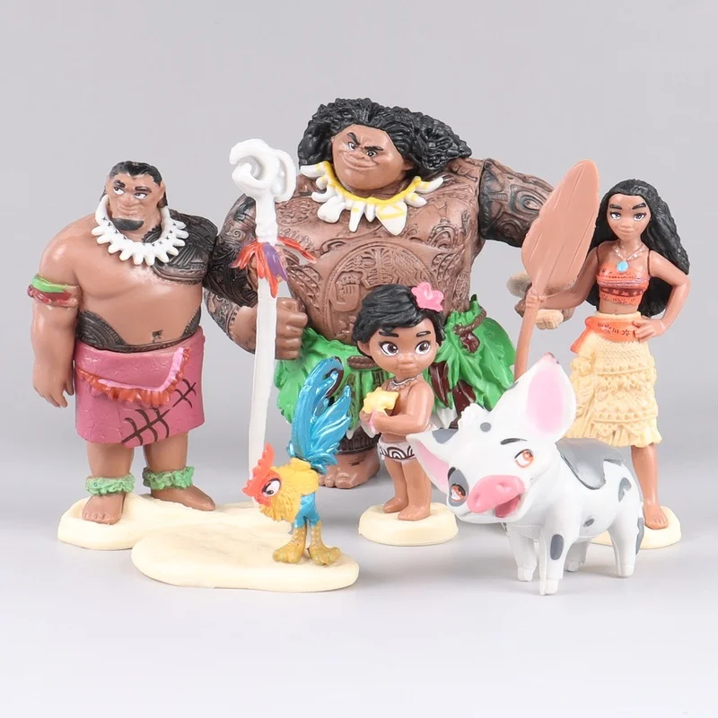 6pcs/10pcs Disney Cartoon Moana Models Mowana Princess Maui Doll Decoration Action Figure Decor Toys For Kids Birthday Gift