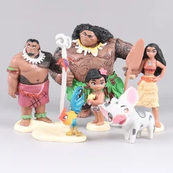 Figuras de acción de dibujos animados de Disney para niños, juguetes de decoración de Moana, Mowana, princesa Maui, regalo de cumpleaños, 6 piezas, 10 piezas