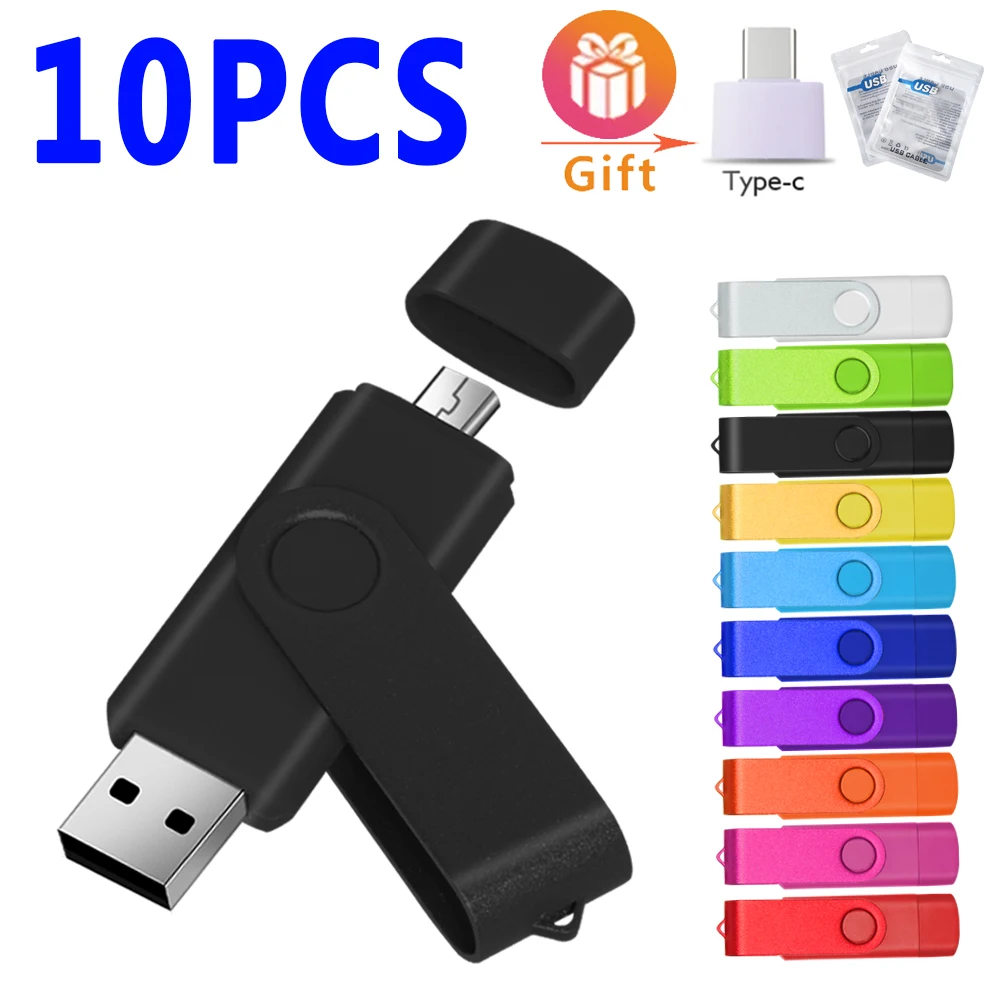 10 قطعة متعددة الوظائف محرك فلاش USB OTG 2.0 عالية السرعة القلم محرك 64 جيجابايت 32 جيجابايت 16 جيجابايت 8 جيجابايت 4 جيجابايت التخزين الخارجي تطبيق مزدوج USB