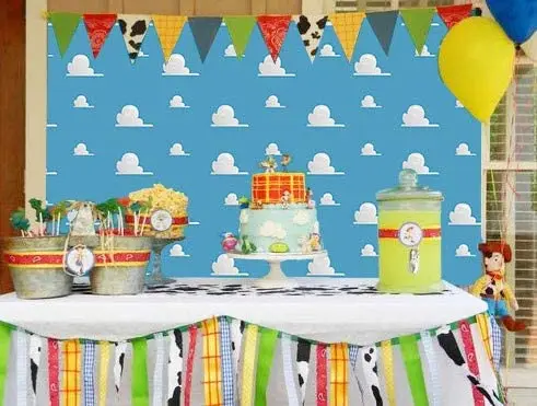 Disney Toy Story Happy Cartoon Woody Background Cloth Children \'S Birthday Party Theme Layout Family Photo Studio