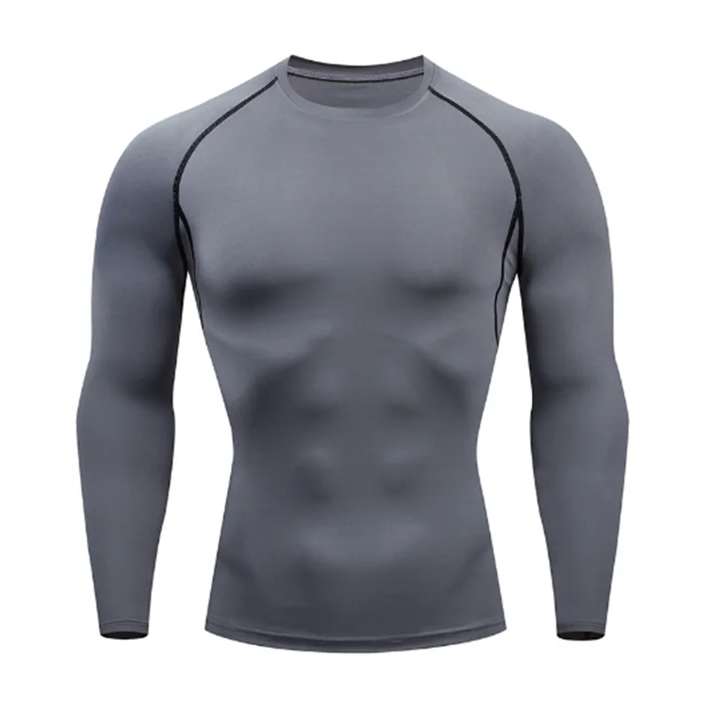 Herren 2026 Langarm-Kompressions-Sport-T-Shirt, schnelltrocknendes, eng anliegendes Rashguard-Oberteil für Bodybuilding, Laufen, Fitnessstudio und Training. – Detail 9