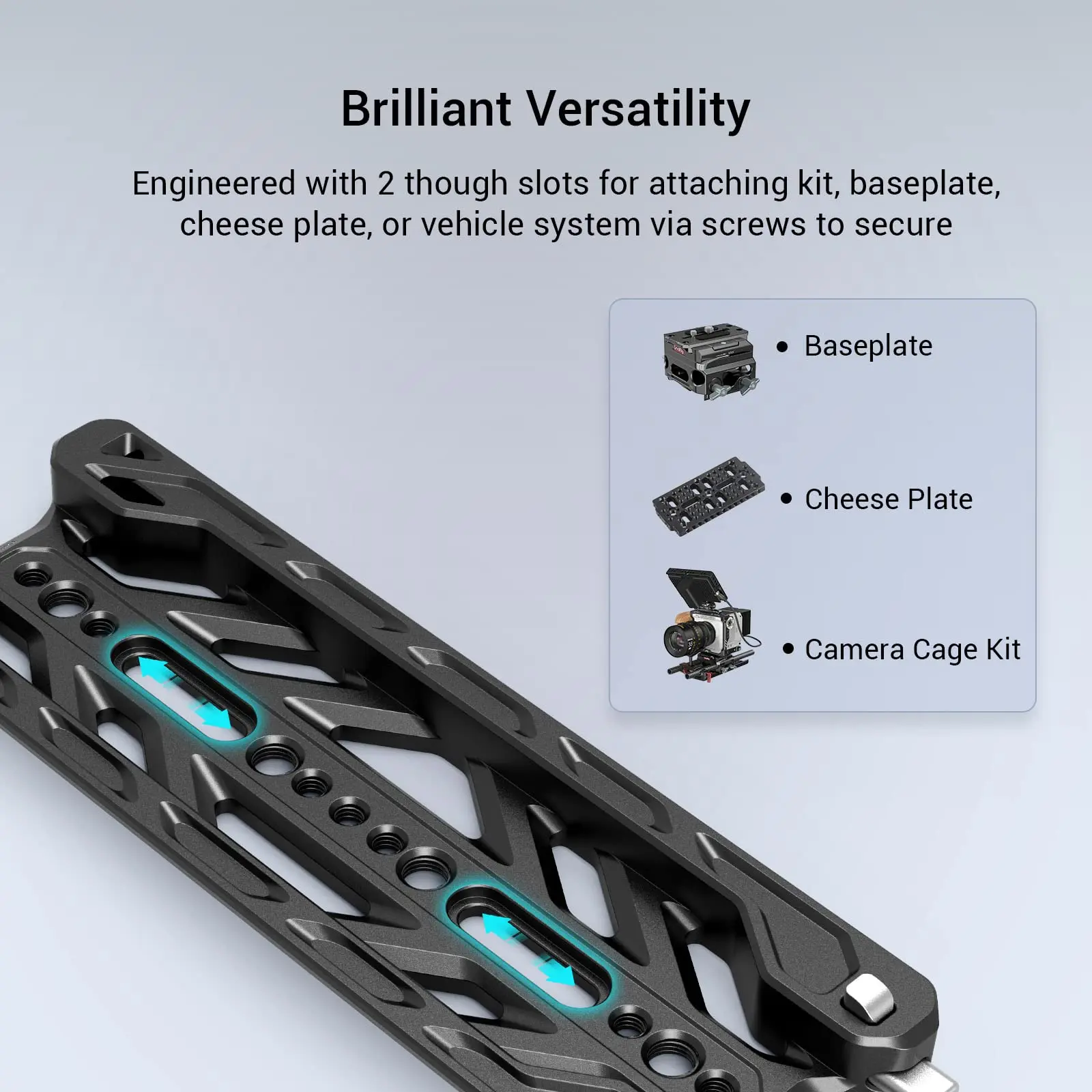 Imagem -05 - Smallrig Placa Encaixar Leve para Arri 12 Quick Release Baseplate com Múltiplas 20 e 816 Furo Roscado