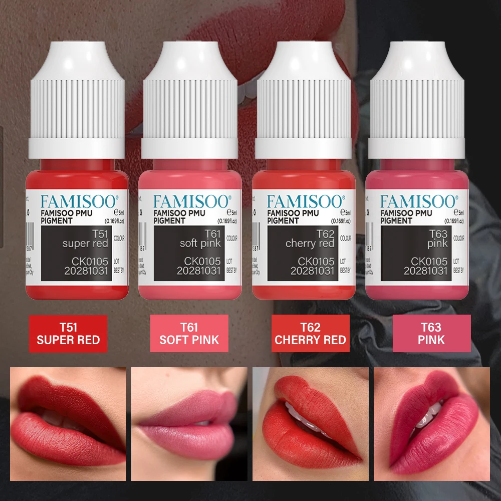 

FAMISOO Lip Tattoo Ink for Semi Permanent Makeup Nano Eyebrows Microblading Pigment 5ML Beauty Health Tattoo Supplies