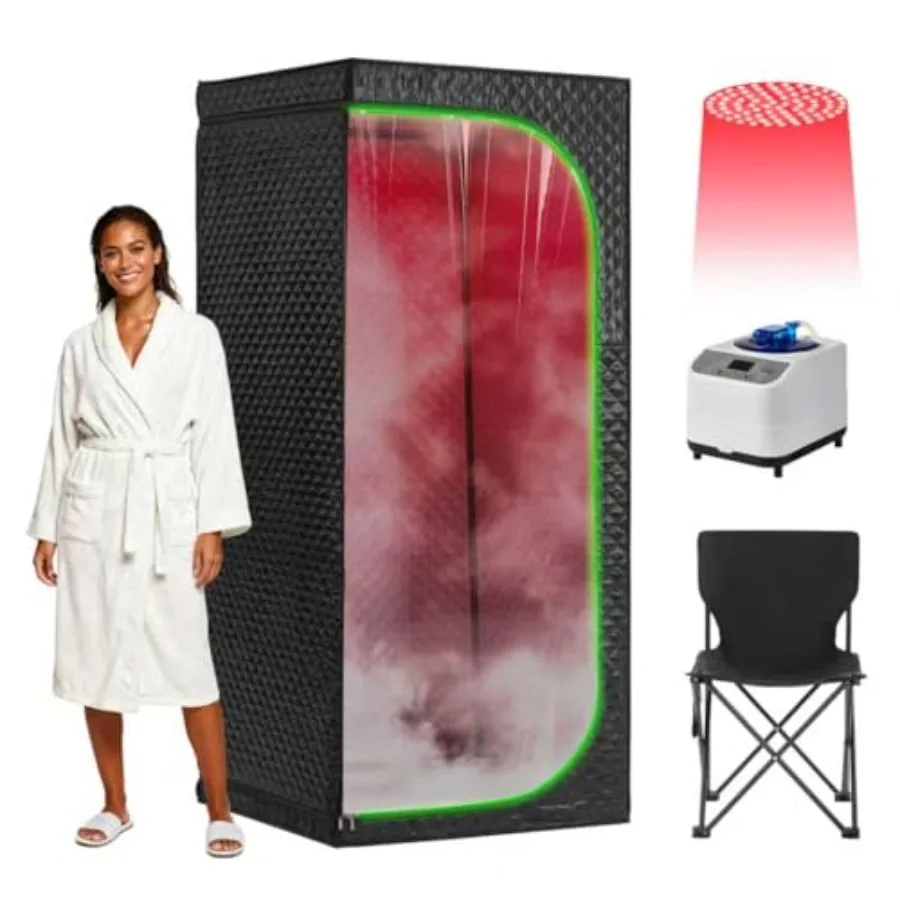 

title:Portable Indoor Steam Sauna Tent for Home Relaxation Recovery with Powerful Heating Foldable Personal Spa in Black and Re