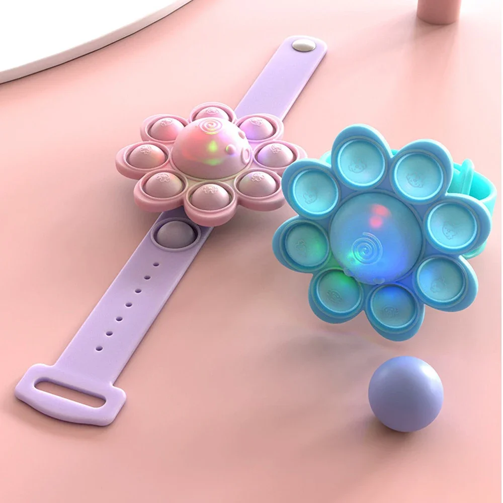 Octopus Spinning Pop Fidget Spinner Anti Stress Pops Wristband Light Bracelet Figet Toys Unique Toy Kawaii Bubble Kids Gifts