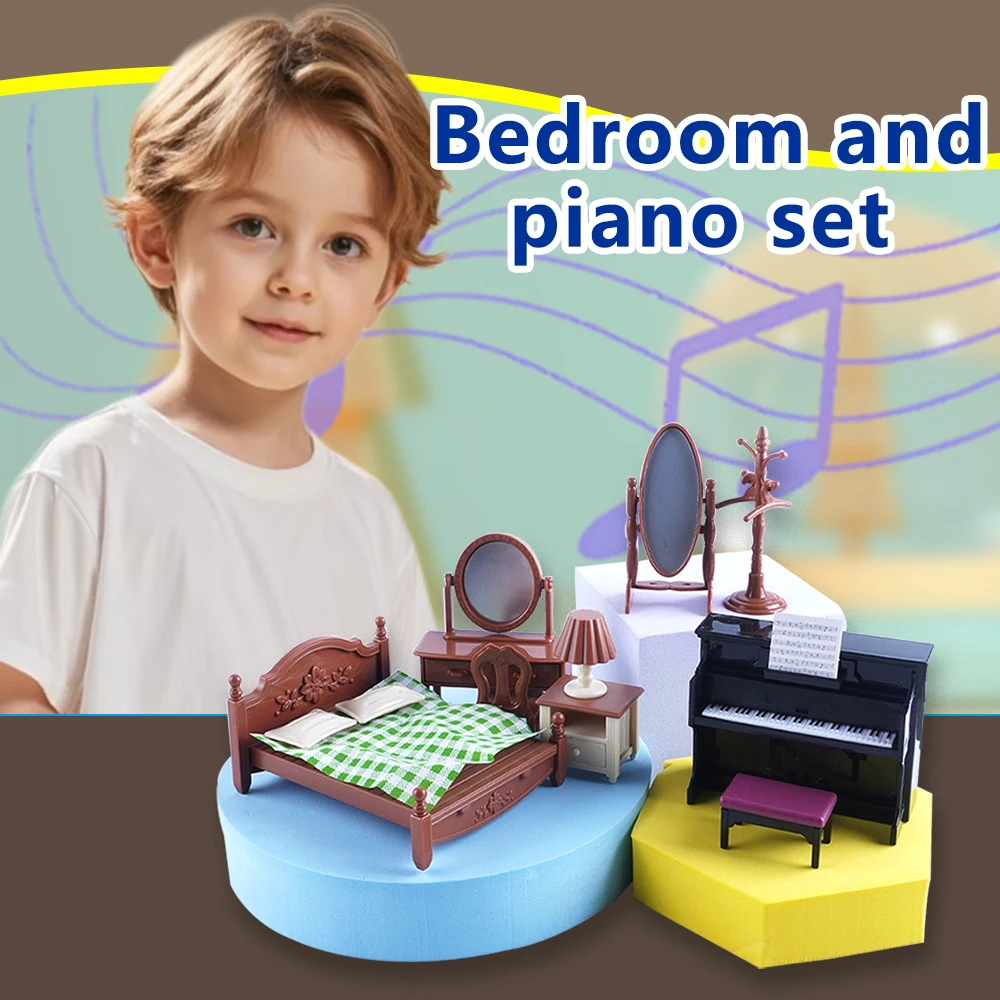 SENGTONGLE-E05 ensemble de chambre à coucher maison de poupée meubles miniatures semblant jouer maison de poupée accessoires pour garçon fille cadeaux