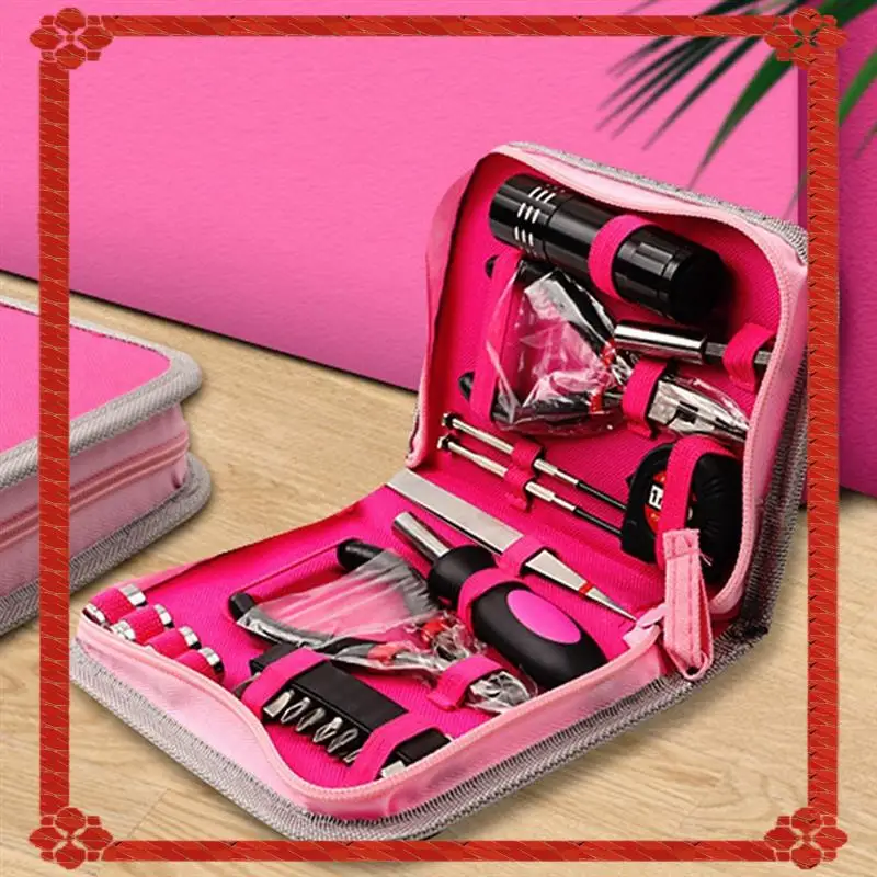 

24-Hour Delivery 23Pcs Household Repair Tool Kit, Multifunctional Pink Home Hand Tool Set, Portable Women Repair Tool For DIY Ho