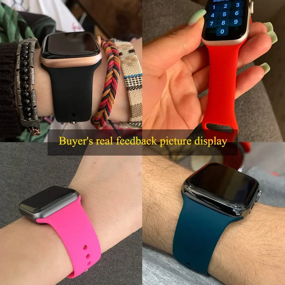 Silicone Strap For Apple Watch Band 10 9 8 7 46mm 42mm 45mm 41mm Ultra 49mm Sports Bracelet iWatch 6 5 4 SE 44mm 42mm 40mm Belt