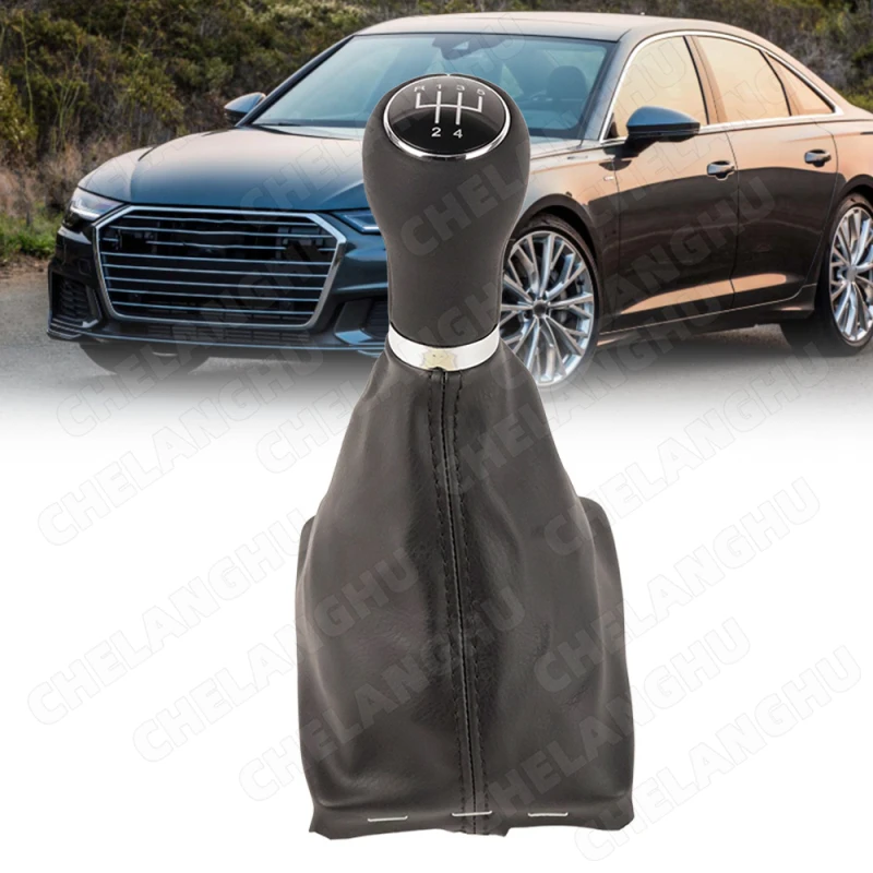 

5 Speed Black Car Shift Gear Knob With PU Leather Knob For Audi A6 C6 2004-2012 A4 S4 B8 8K A5 8T 8F Q5 8R 2007-2015