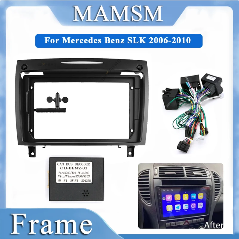 

MAMSM Car Frame Fascia Adapter Canbus Box Decoder Android Radio Dash Fitting Pane Kit For Mercedes Benz SLK 2006-2010