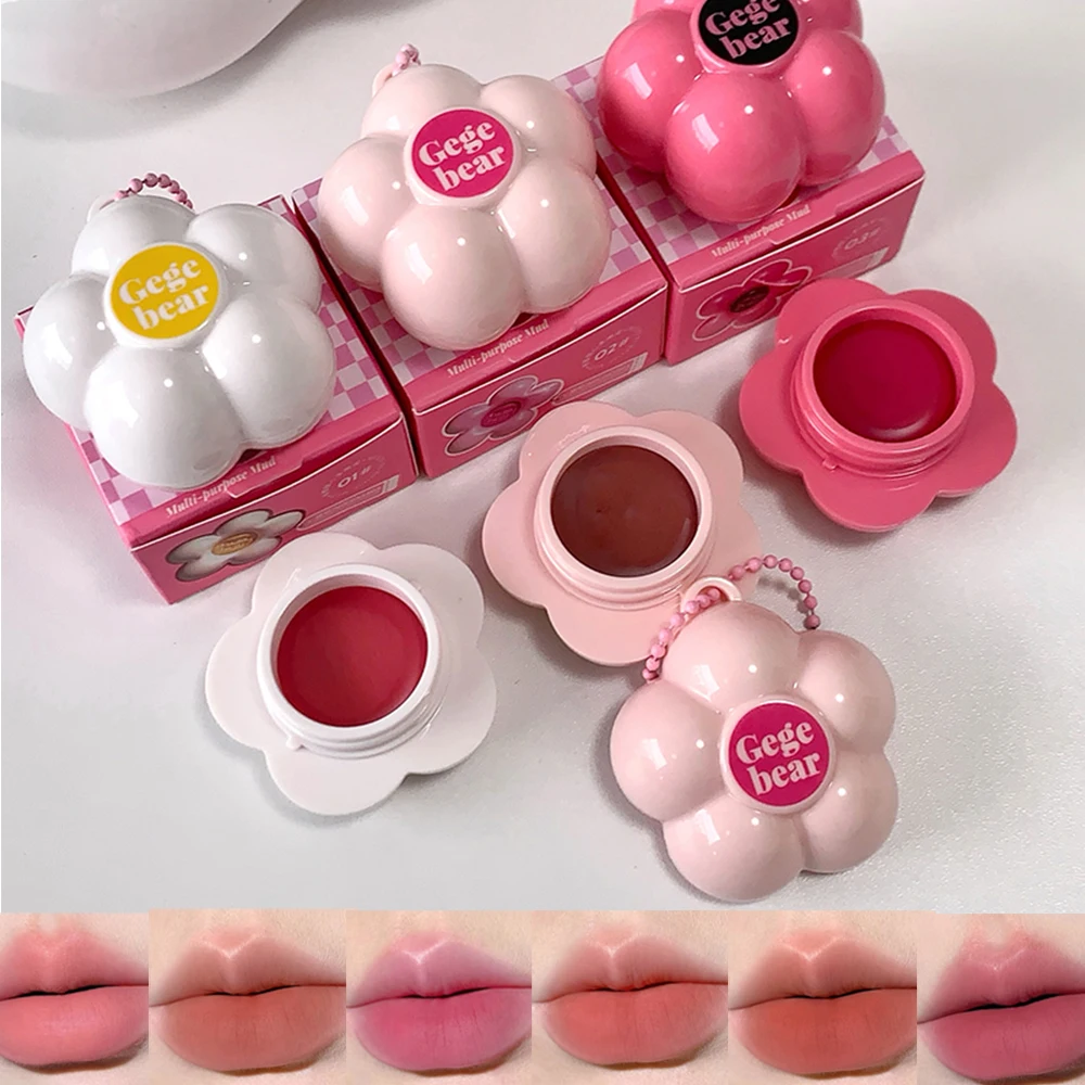 Gege Bear Lip and Cheek Dual-Purpose Pendant Lip Mud Lipstick Natural All-match Cherry Blossoms Matte Monochrome Blush Cream