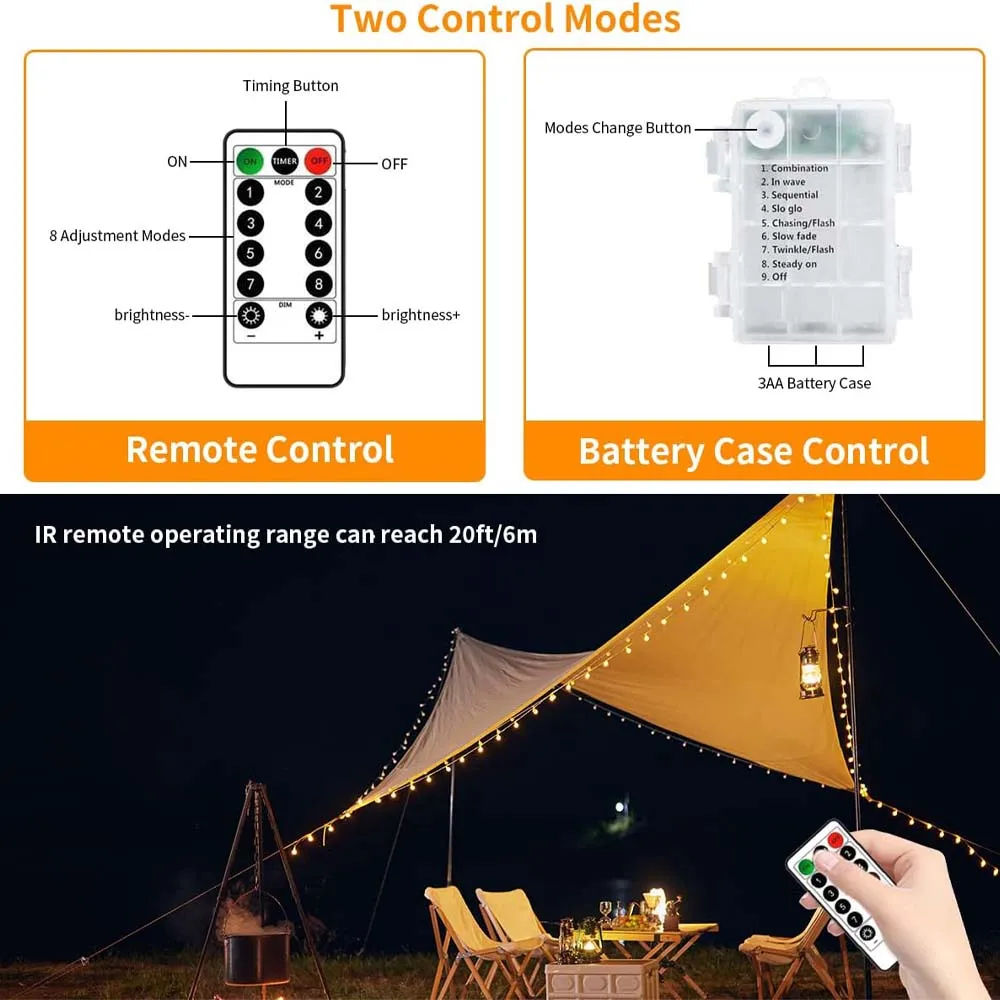LED كريستال الكرة جارلاند سلسلة أضواء في الهواء الطلق مقاوم للماء عيد الميلاد الديكور التخييم الجنية جارلاند حديقة بطارية الحفلات #4