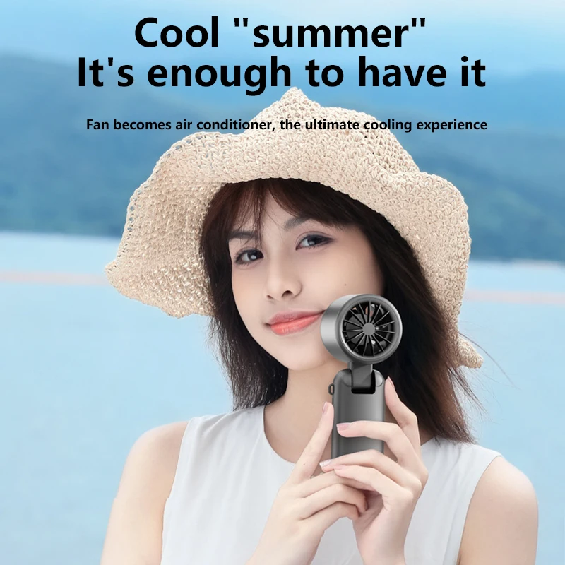Xiaomi Refrigeration Handheld Electric Fan High-speed Violent Turbo Fan Folding Neck Hanging Ice Pack Small Fan Office Outdoor