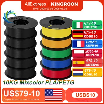 KINGROON 10KG PLA Filament PETG 3d Filament 1.75mm Voor 3D Printer Filament Bundel Gemengde kleuren FDM Afdrukken materiaal Snel Schip