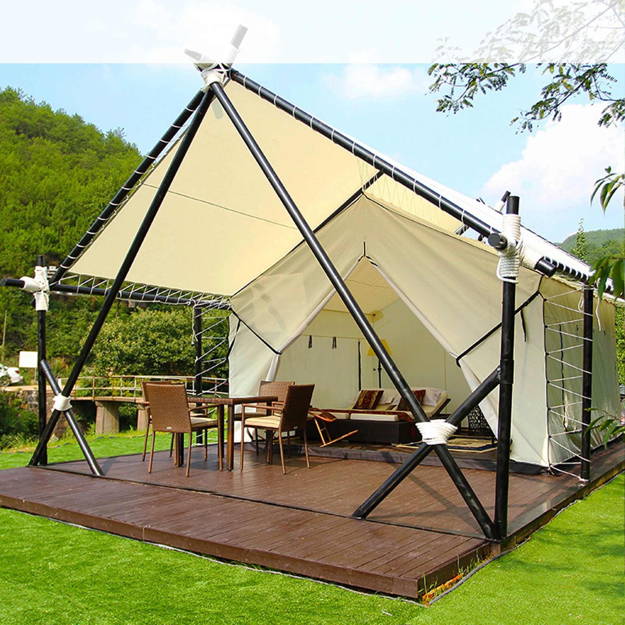 STLF 럭셔리 1680D 옥스포드 원단 캠핑 텐트 방수 및 스타일리시 리조트 또는 사냥 모험용