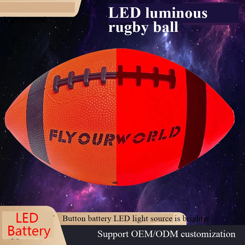 Balón de Rugby Reflectante LED Estándar para Entrenamiento, Balón de Rugby Cosido a Máquina, Deportes y Entretenimiento
