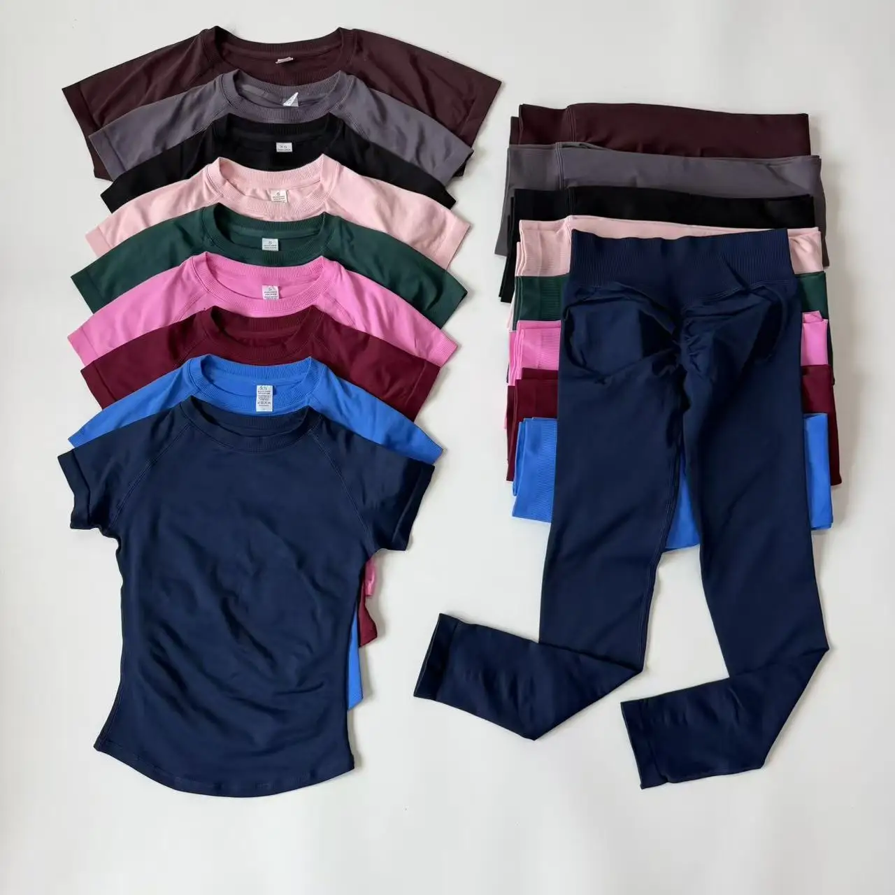 Yoga Sets Women Outfit Longline Short Sleeve Gym Crop Top High Waist Workout Shorts Sports Suit Fitness Clothes Yoga Set