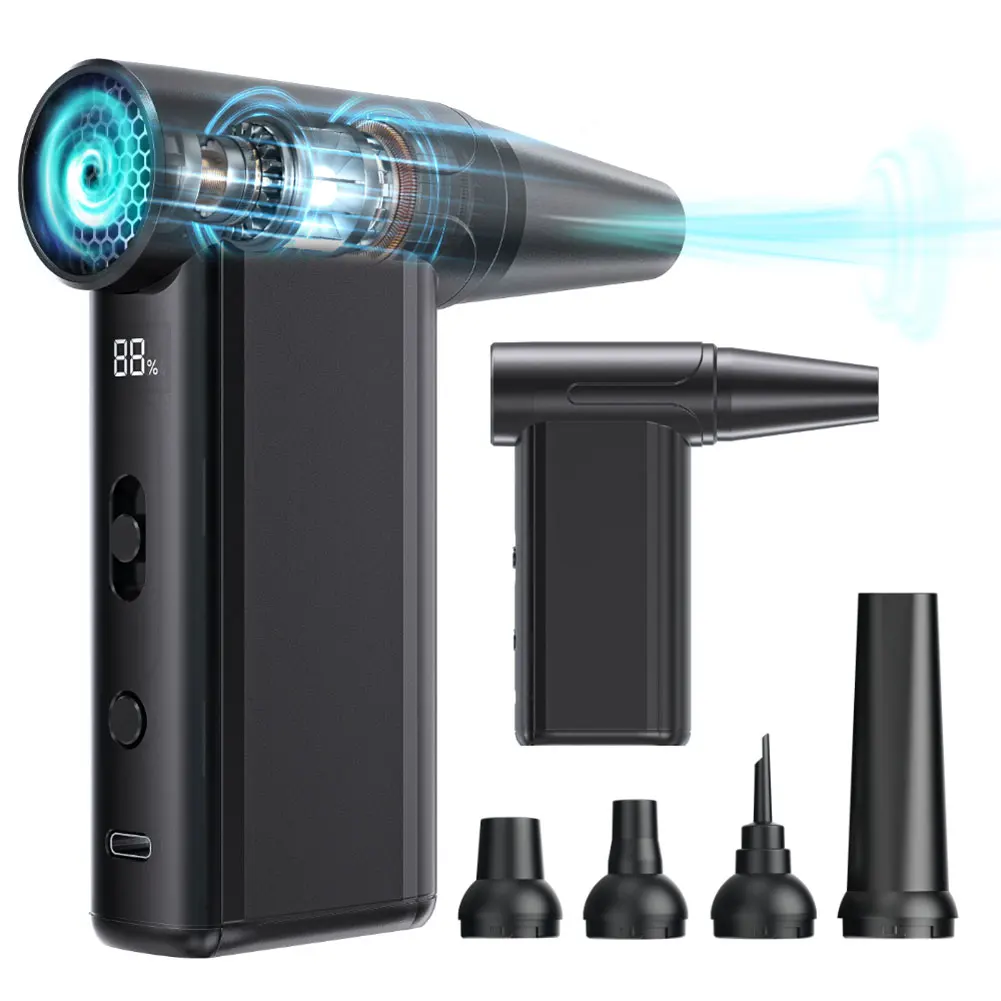 

Перезаряжаемый электрический воздушный пыльник, 130000 об/мин, сверхмощный беспроводной 8-ступенчатый регулируемый турбореактивный вентилятор для автомобиля, дома и на открытом воздухе