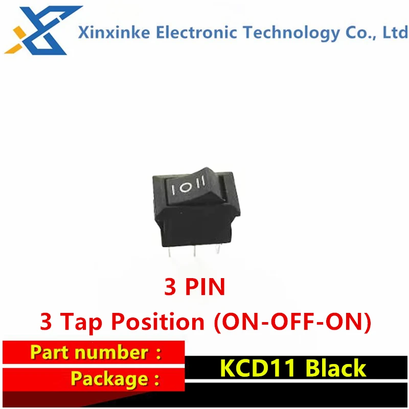 Tira de alimentación Piezas KCD11, interruptor tipo barco, 2 pines, 3 pines, 3A, 250V, aguja de flexión, 15x10mm, 2/3