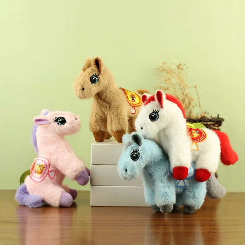 Peluche Cavallo Peluche Bambola Morbido Anno del Cavallo Mascotte Peluche Cavallo Ciondolo Appeso Decor Portachiavi Pony dai capelli lunghi
