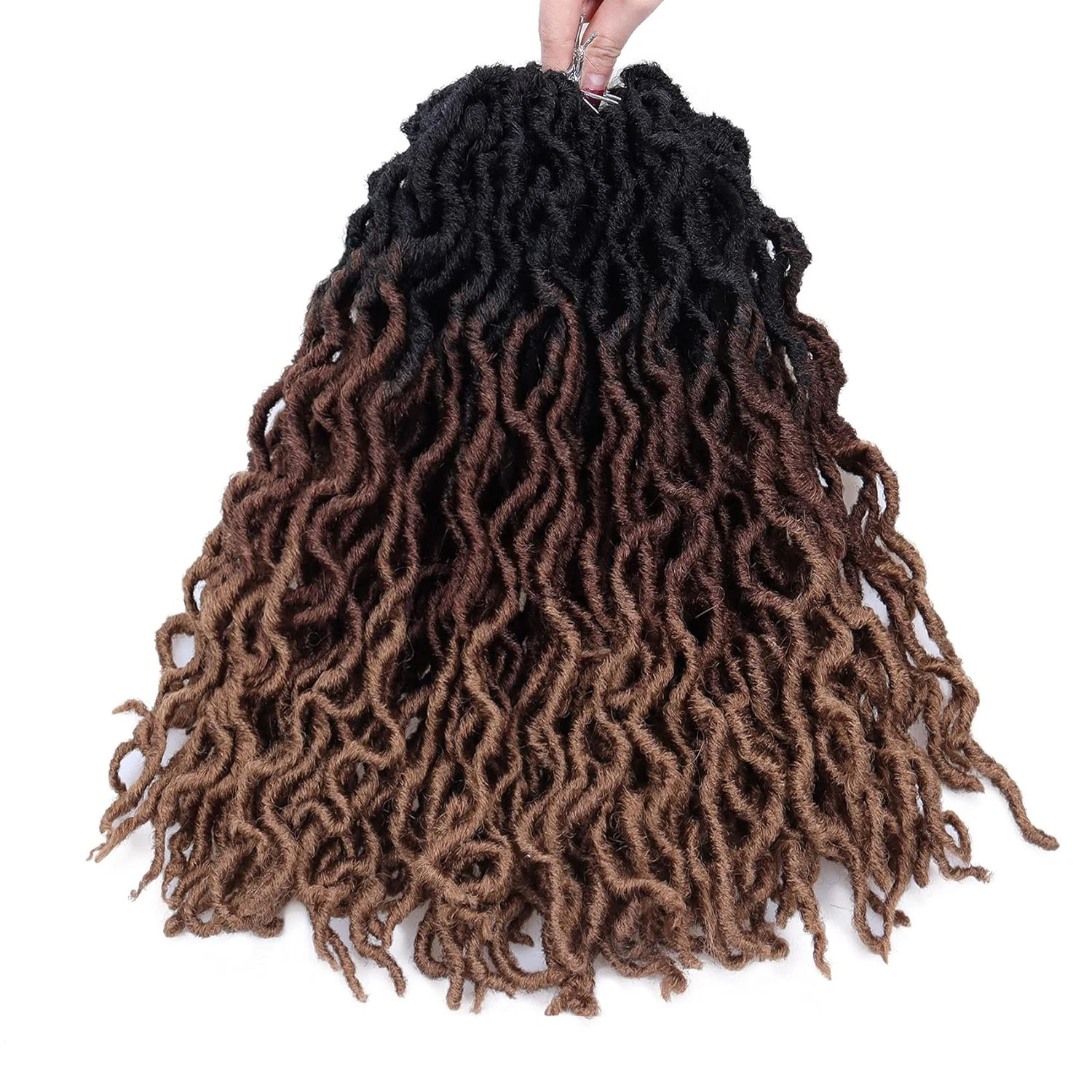 18 Inch Goddess Faux locs Crochet Hair synthetic Soft Gypsy Locs Wavy Crochet Braids Dreadlocks 3 Tone Curly Wavy Twist Braiding
