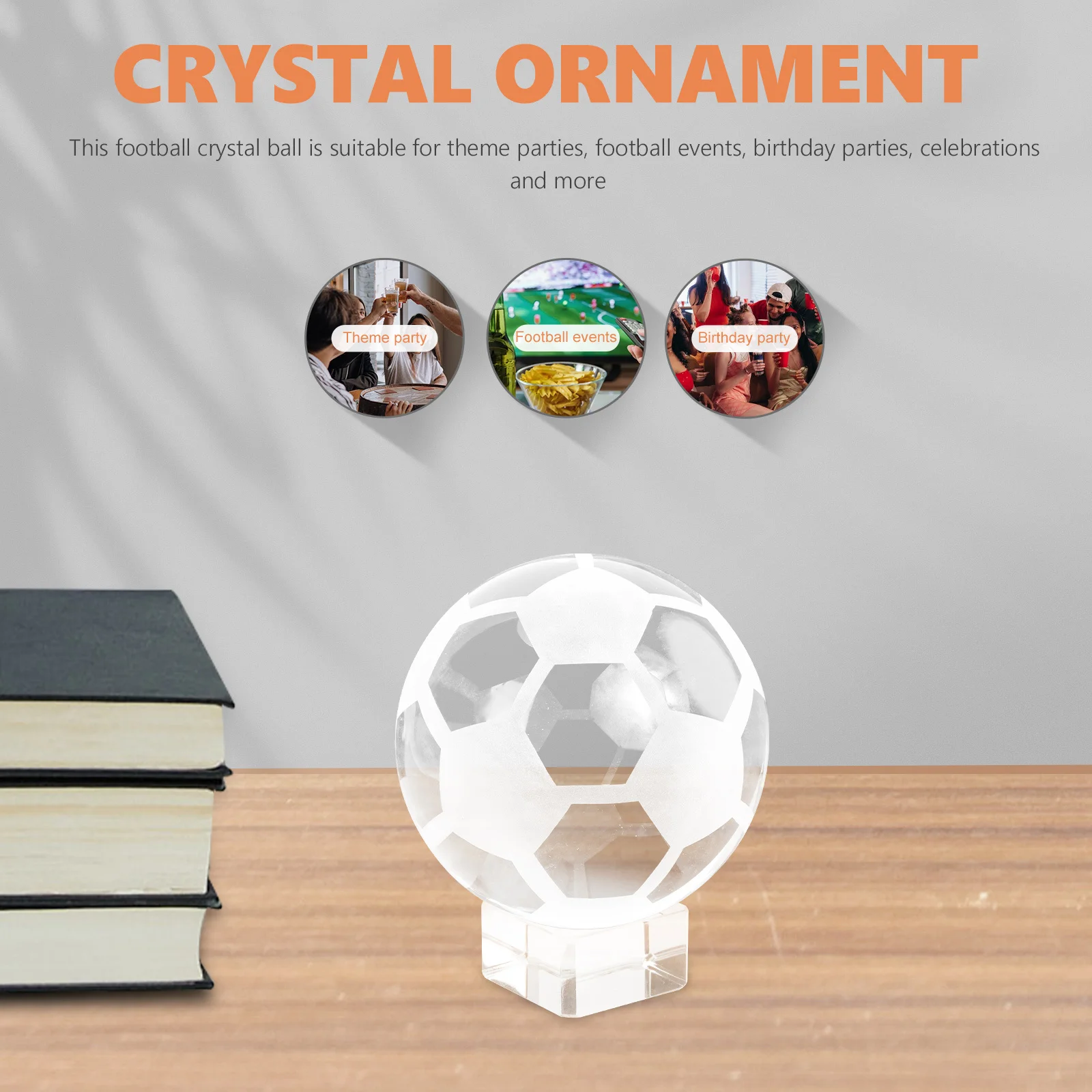 Crystal Soccer Ball For Decoration Transparent Football Ornament Birthday Party Kids Gift Home Office Decor Trophy