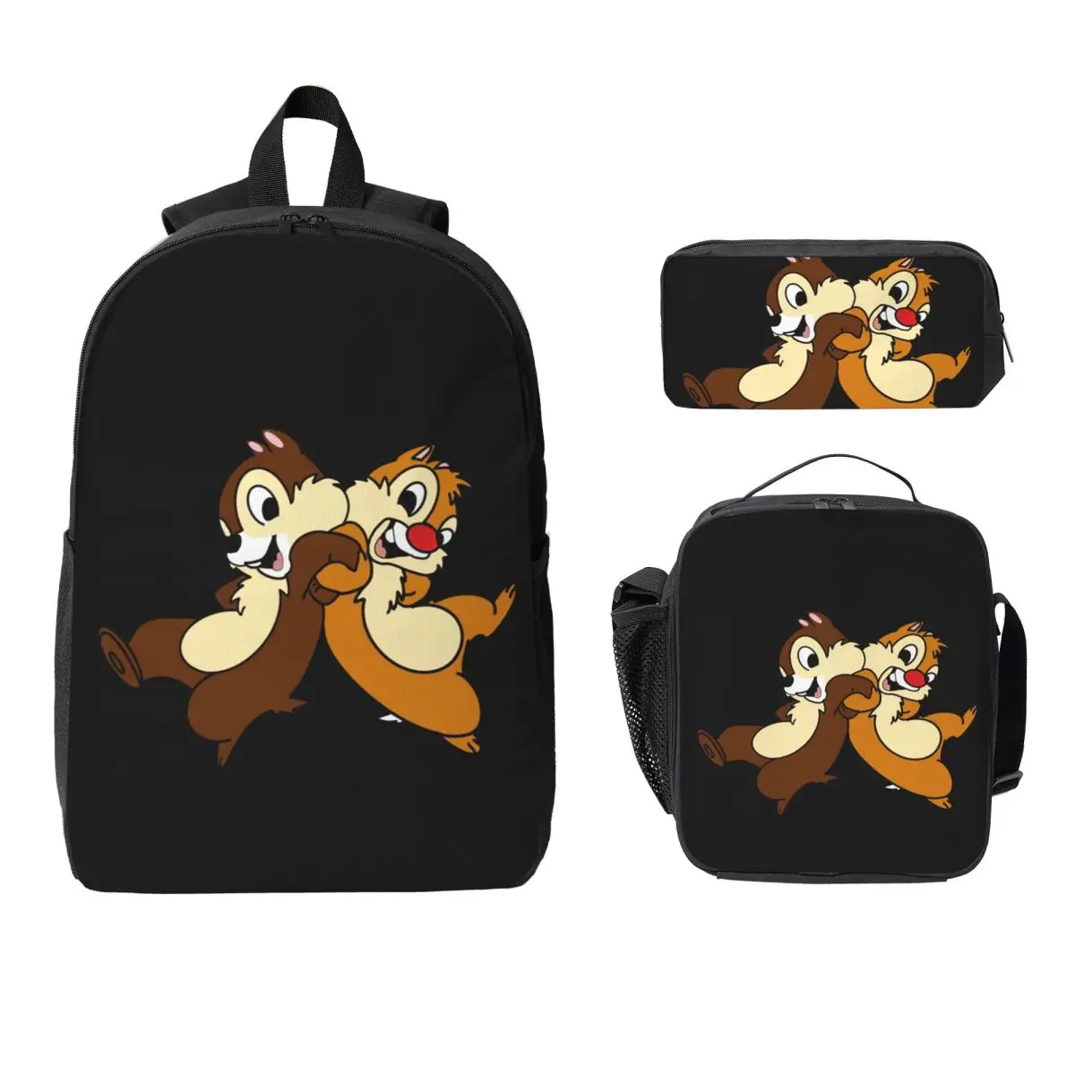 

Chip 'N' Dale Park Life Backpack Student Boys Girls BookBag School Bag Computer Shoulder Bag 3ps Insulated Lunch Bag Pencil Case