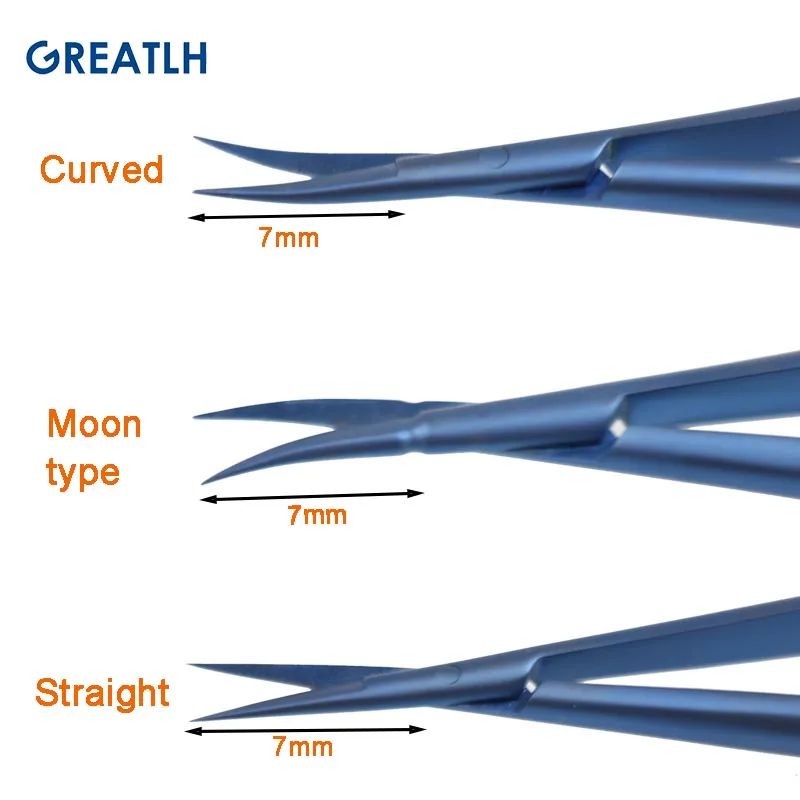 Imagem -05 - Titanium Alloy Forceps Curvo para Cirurgia Oftálmica Instrumento Agulha Titular Tesoura