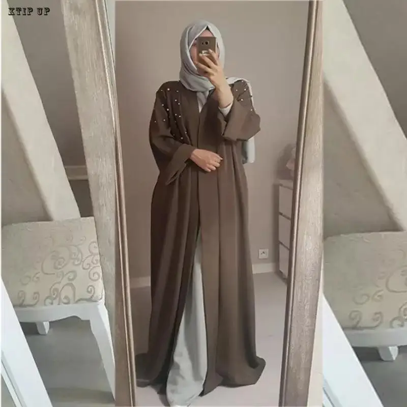 Elegant Simple Abaya for Women, Eid Mubarak, Dubai Muslim Cardigan, Turkey Islamic Clothing, Caftan, Arabic Female Modest Robe