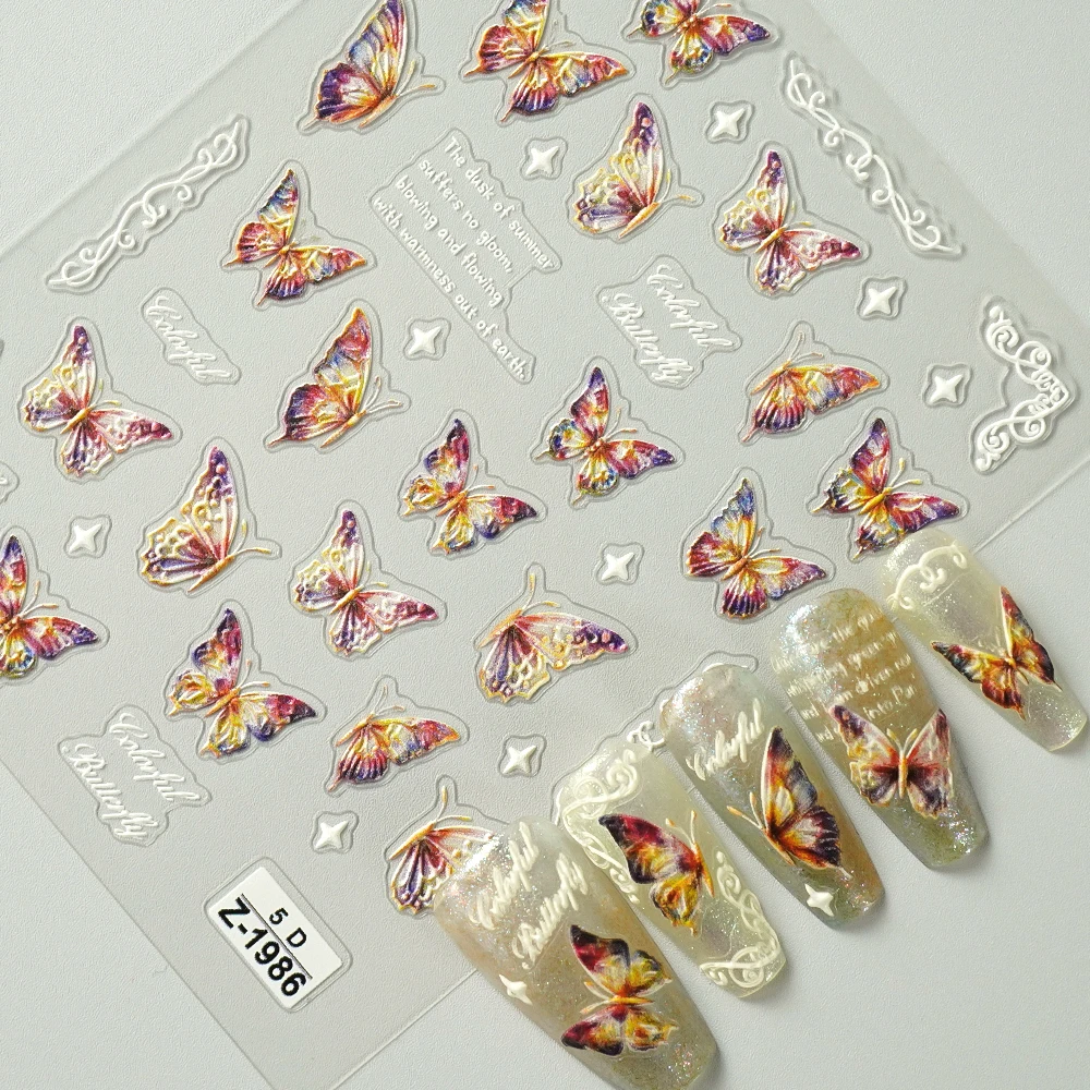 

Autumn Vintage Leaf & Butterfly Nail Stickers | 3D Retro Fall Nail Decals for DIY Manicure Decoration