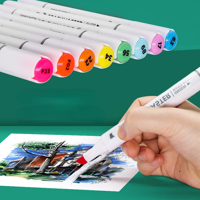 80-color Double-headed Marker Pen Set Children's Painting Water-soluble White Stick Comic Sketch Art School Supplies