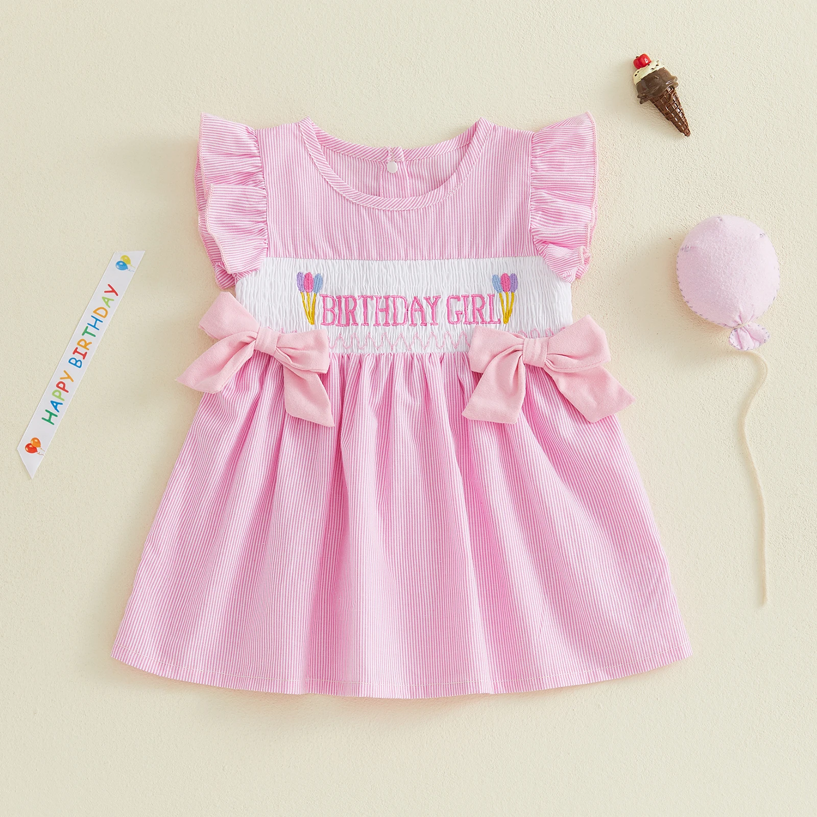 Toddler Baby Girl Birthday Outfit Birthday Girl Dress Ruffle Sleeveless Dresses Summer Infant Girl Outfits Clothes
