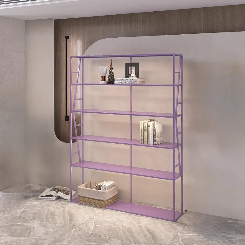

Bookshelf Floor-to-ceiling office bookcase Shelf with lamp Wrought iron shelf Multi-layer storage display shelf Household displa