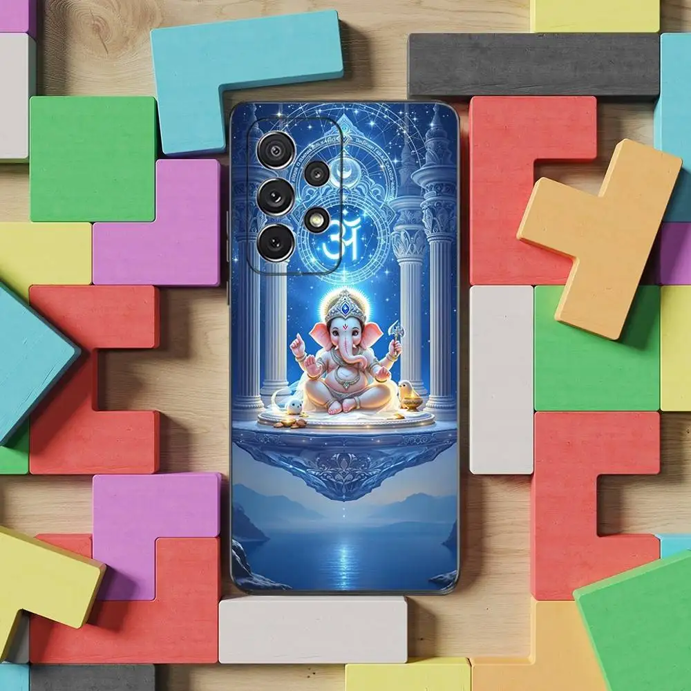 Ganesh elefante deus índia capa de telefone para samsung s25, s24, s23, s22, s21, s20, s10, ultra, plus, lite, fe, capa preta de silicone macio