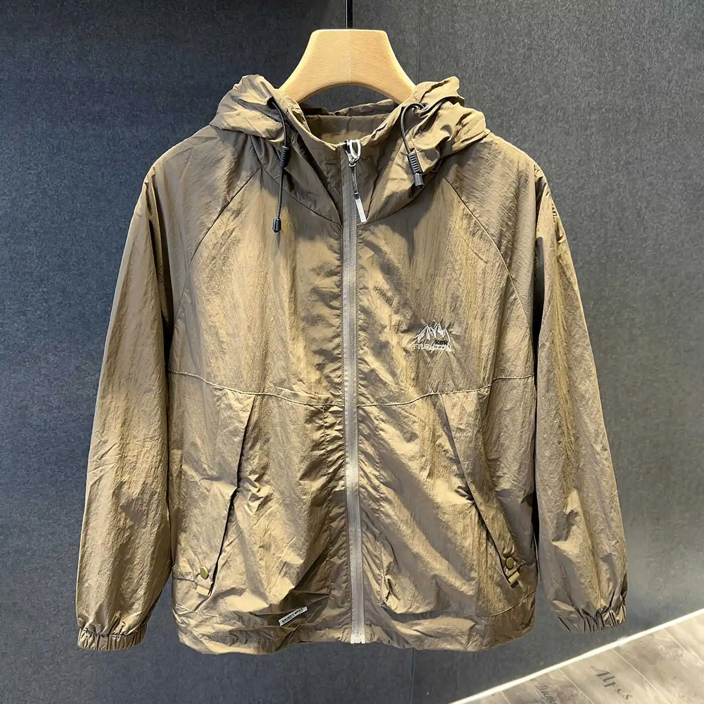 

Trendy Hooded Jaet Men's Summer Casual Outdoor Breathable Qui Dry Sun Protection Thin Outerwear Polyester Long Sve Zipper