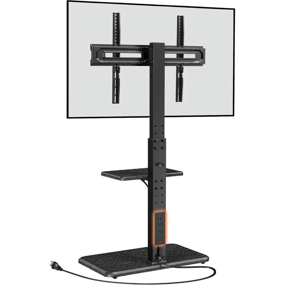 

Floor TV Stand with Power Outlet, Universal TV Stand for 32-75 inch TVs up to 110 lbs, Height Adjustable Standing TV Mount, Tal
