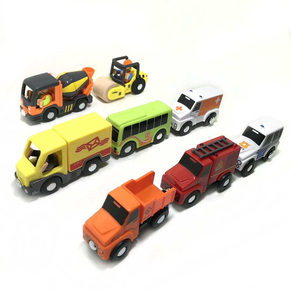 Carro magnético brinquedo função trem pista cena carro caminhão acessórios compatíveis com pista de madeira brinquedos educativos das crianças w09