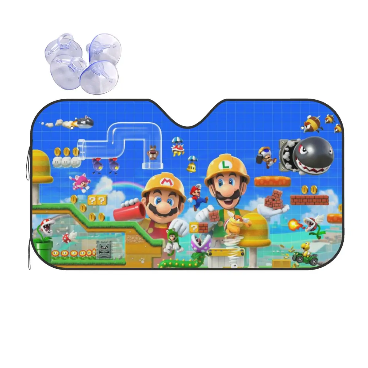 

Cartoon Super Marios Windshield Sunshade Foldable Cover Front Block Window 76x140cm Car Sunshade Ice Shield Dust Protection