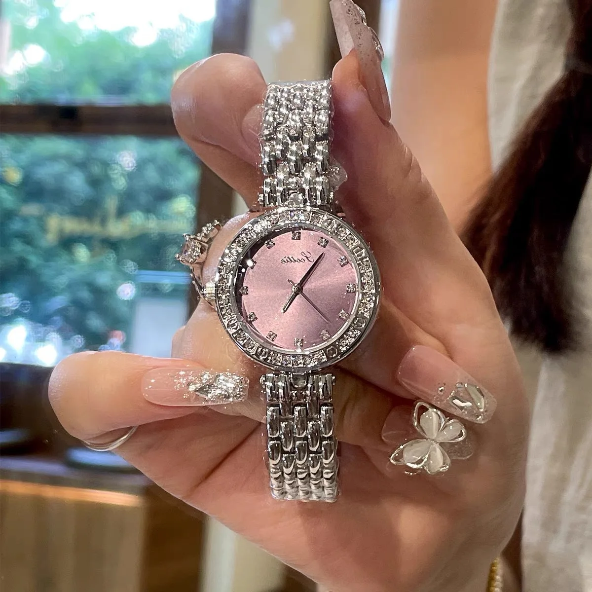 

Elegant Women'S Watch, Purple, Stainless Steel Strap, Luxurious Quartz Watch, High-End Women'S Gift, New Women'S Wristwatch.