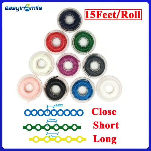 Imagen 1 del producto Material Dental EASYINSMILE de 15 pies/rollo para cadena de energía ortopédica cerrada/corta/larga banda de goma súper elástica Ultra carrete para tirantes