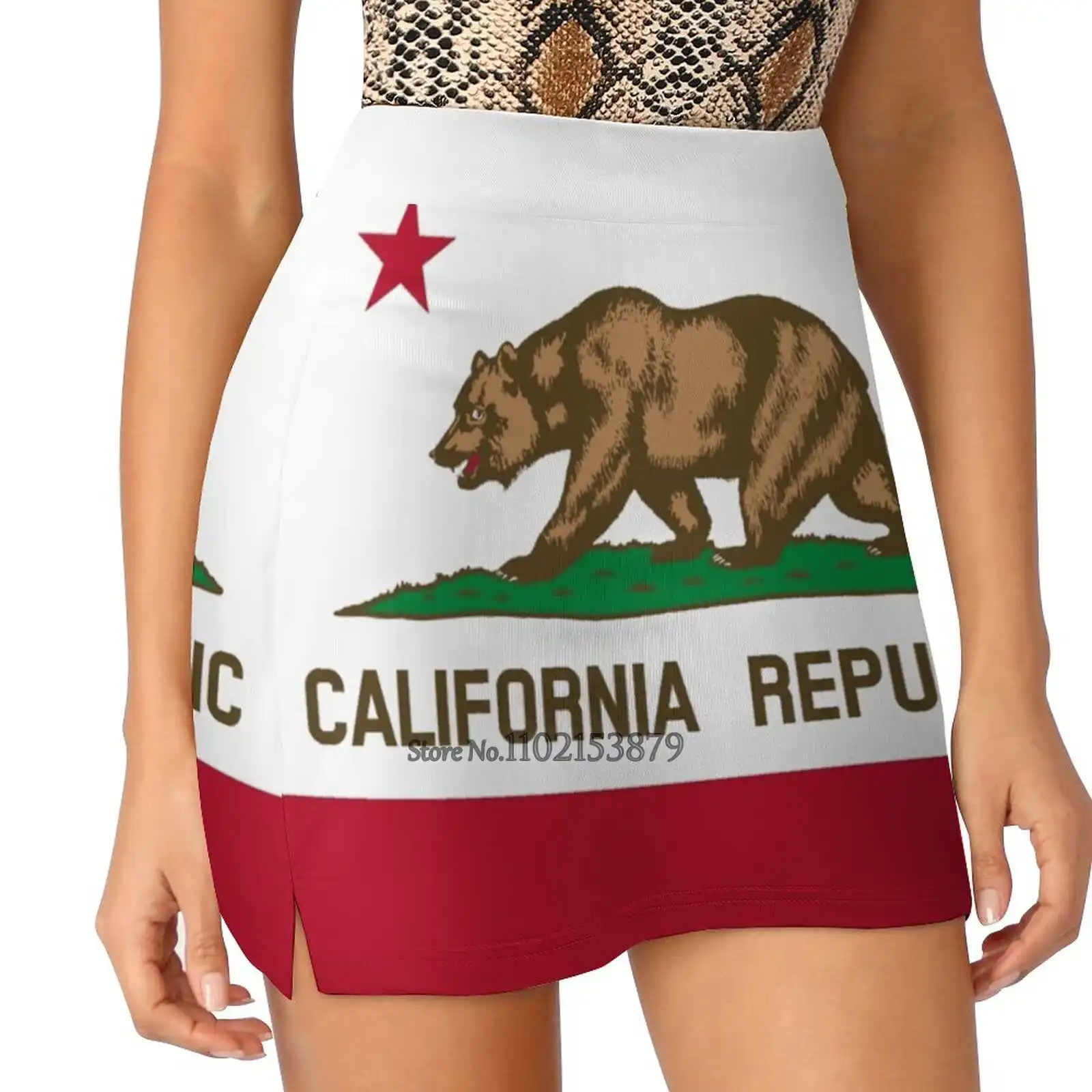 Flag Of California Women Sports Skirt Tennis Golf Dance Fitness Running Yoga Skirts Flag Of California California Ladies Short