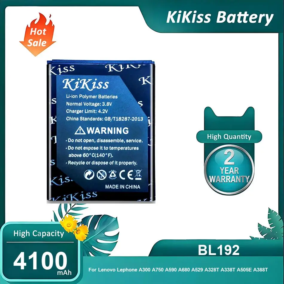 KiKiss Battery For Lenovo Lephone A300 A750 A590 A680 A529 A328T A338T A505E A388T A560,BL192,4100mAh