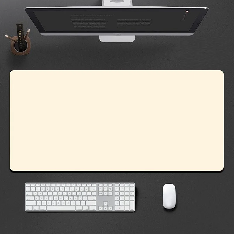 VIKAMA Solid Cream White Large Mouse Pad Non Slip Waterproof Keyboard Desk Mat Minimalist Laptop Office Desk Protector Pad