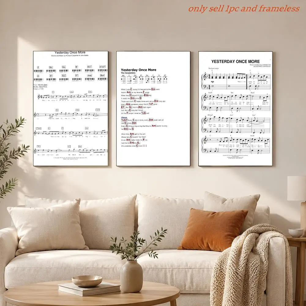 Music Yesterday Once More C-Carpenters Band Poster Sticky Wall Art Printing Waterproof Home Living Bed Room Aesthetic Decor