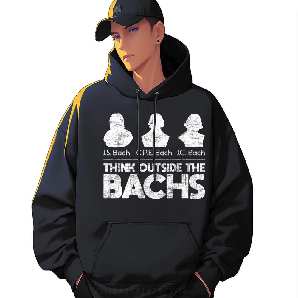 

Think Outside The Bachs Classical Music Composer Teacher Graphic Pullover Hoodies Men Oversized Streetwear Men Valentines Day