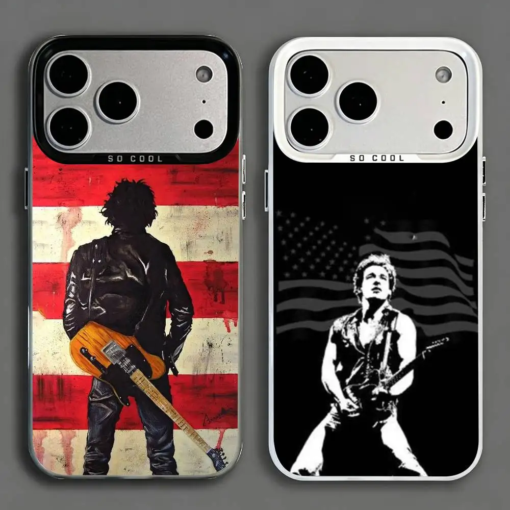 Rock Singer B-Bruce Springsteen  Phone Case For iPhone 17,16,15,14,13,12,11,Mini,Pro,E,MAX White Candy Matte Cover