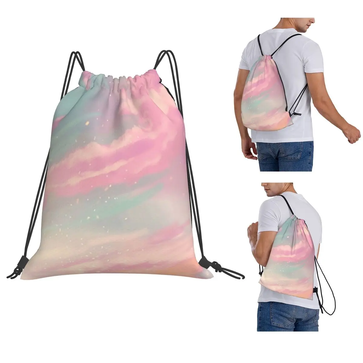 Dreamy Cloud Backpacks Multi-function Drawstring Bundle Pocket Sundries Bag Book Bags for Travel School