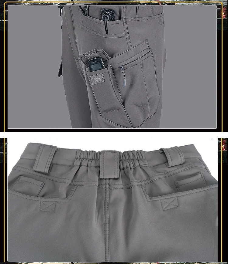 TRVLWEGO Männer Winter Wasserdicht Klettern Skifahren Trekking Fleece Angeln Taktische Sharkskin Cargo Hosen Camping Wandern Hosen – Detail 14